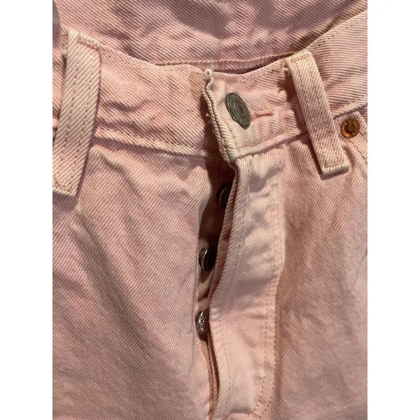 Levi's 501 Original Fit Jeans Womens Pink Straight Leg Button Fly Denim‎ Casual - Image 3
