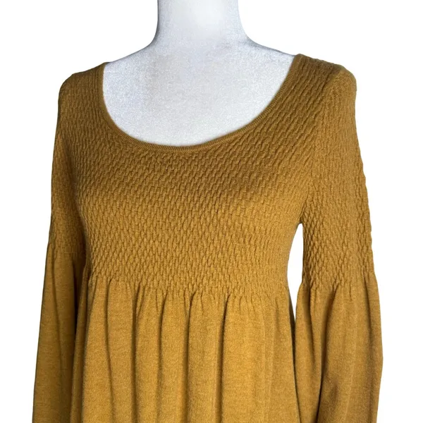 Anthropologie M Knitted and Knotted Esme Wool Blend Bell Sleeve Sweater Babydoll - Image 2