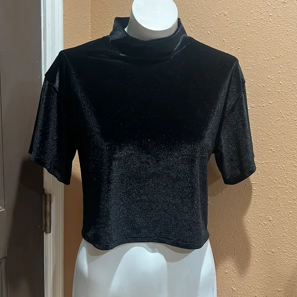 We the free black velvety crop top - Image 3