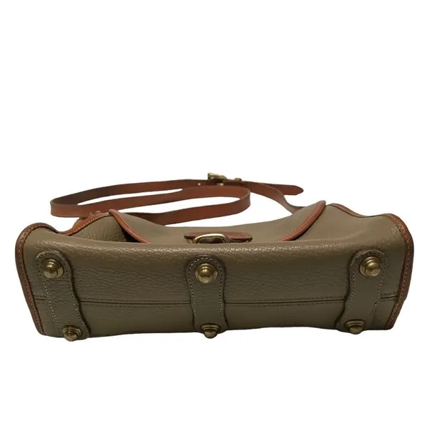 Dooney & Bourke Vintage Essex saddlebag‎ taupe & cognac AWL pebble crossbody bag - Image 12