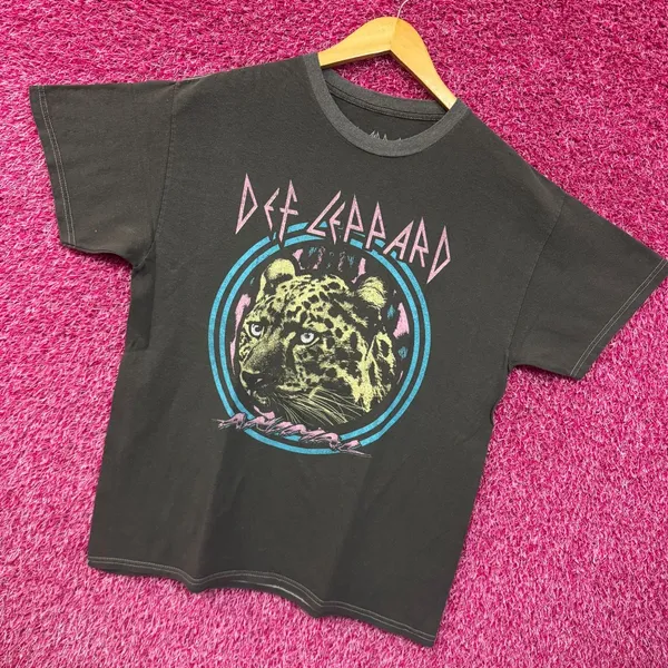 Def Leppard Animal Neon Jungle Cat Heavy Metal Band Tee M - Image 3