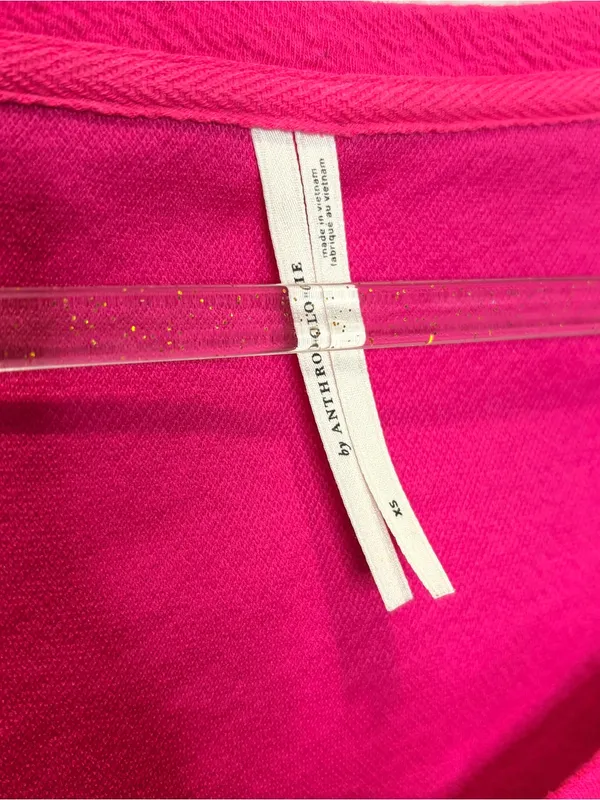 Anthropologie Hot Pink Ruched Scoop Neck Baby Tee Women’s Small BarbieCore Small - Image 3