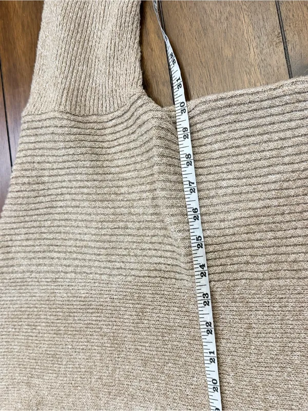 HANNAH Women’s Open Front Cardigan Size L Taupe Ribbed Knit Oversized Sweater - Image 5