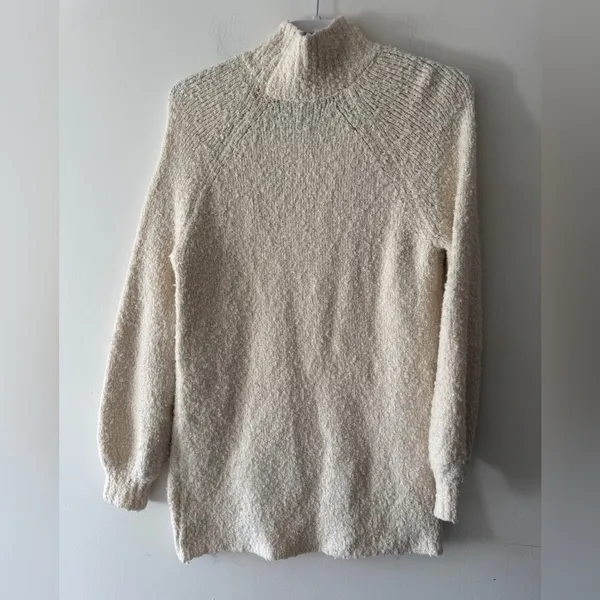 Aerie Cream Wool Oversized Popcorn Texture‎ Mock Neck Sweater - Image 3