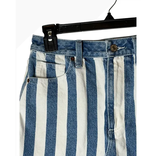 Abercrombie & Fitch Vintage Denim Skirt Women 4 Blue White Striped Jean Mini Y2K - Image 4