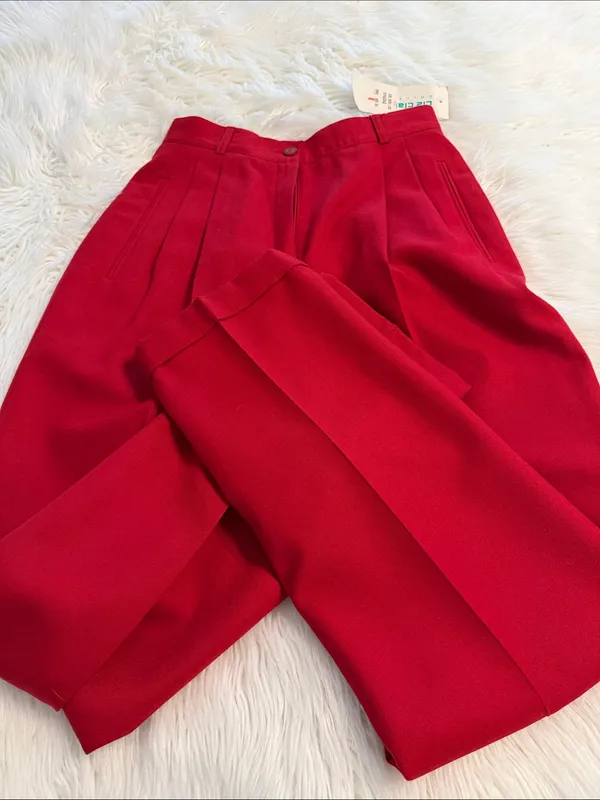 Liz Claiborne Red Women’s 100% Wool Dress Trousers - Classic Pleated Front - Image 9