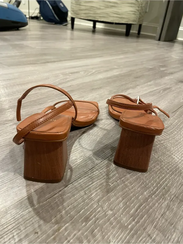 Mango Tan Strappy Square-Toe Block Heel Sandals - Image 4
