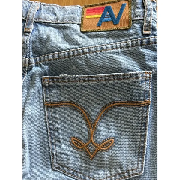 Aviator Nation Gypsy Jeans Size 29 In Vintage Blue High Rise Wide Leg Distressed - Image 9