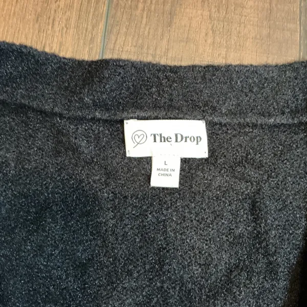 The Drop V-Neck Button Front Cardigan Sweater Black Soft Knit Large Minimalist - Image 2