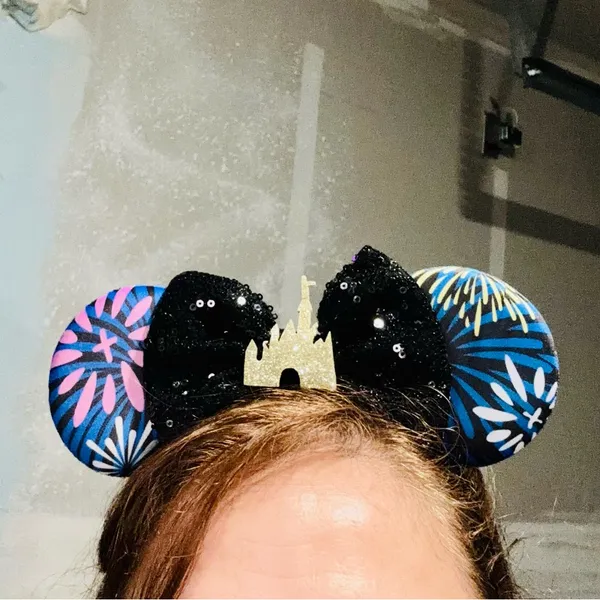 Disneyland Fireworks Cinderella Castle design Minnie Mouse ears headband - Image 4