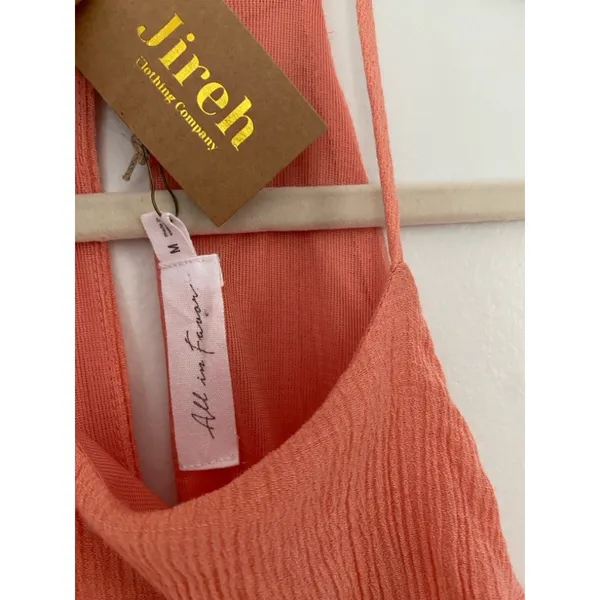 NWTs All in Favor Maxi‎ Dress Coral Halter Ruffle Autumn Parisian Boho Party - Image 9