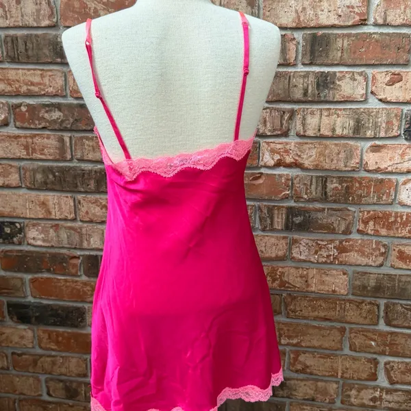 Victoria's Secret Lace Trim Chemise Size Small Hot Pink Lingerie Coquette Y2K - Image 4