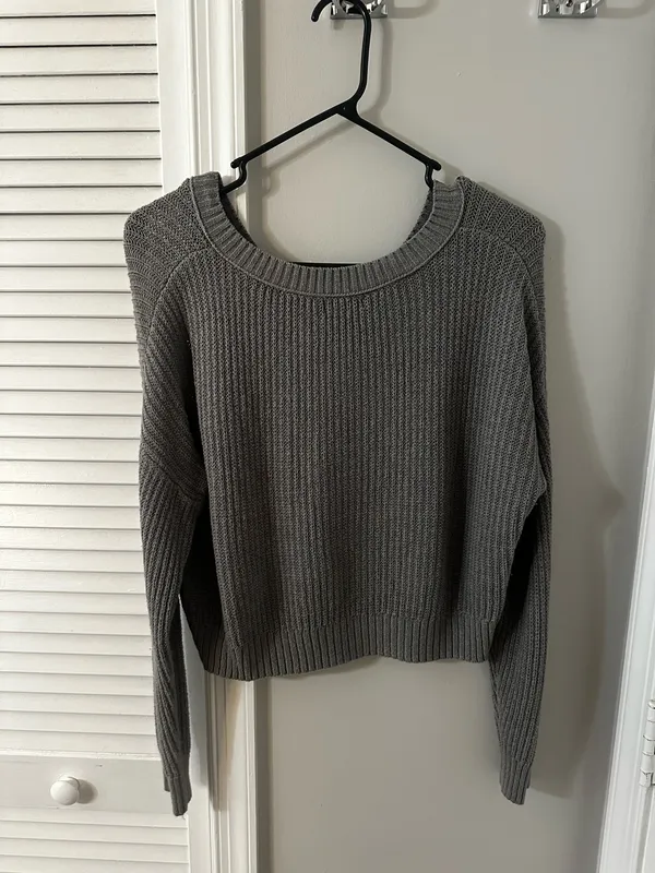 Wild Fable Cropped Sweater Grey - Image 2