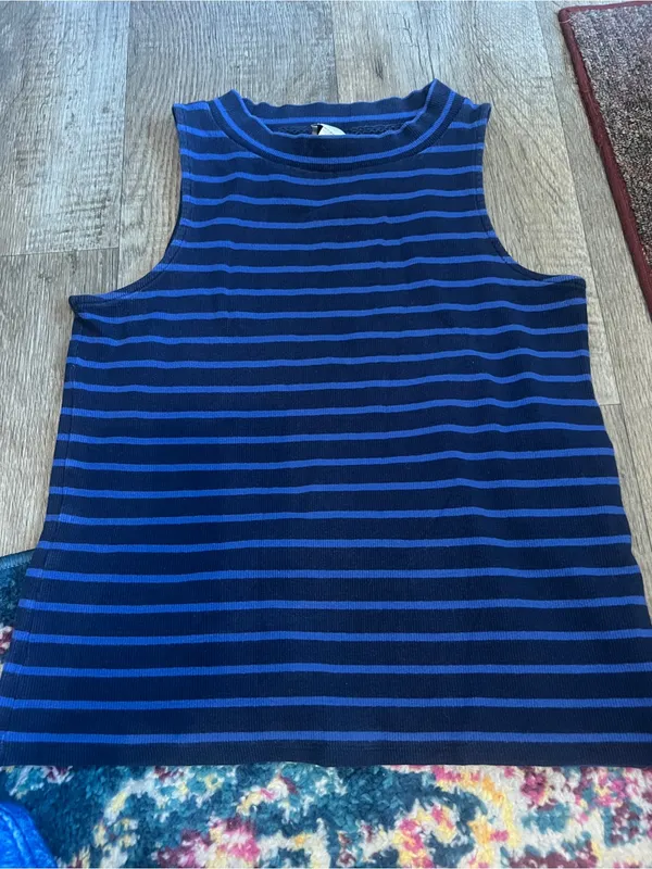 Anthropologie postmark navy striped top L - Image 3