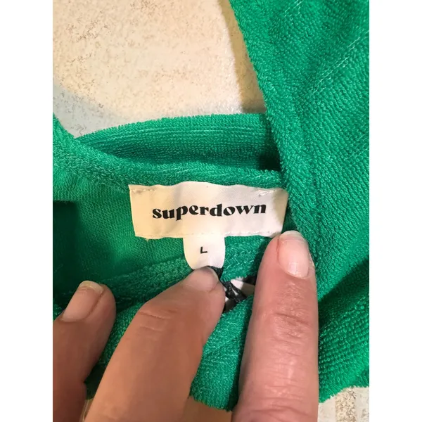 Superdown Green Terry Cloth Front Knot Bikini NWT Top Size Large - Image 3