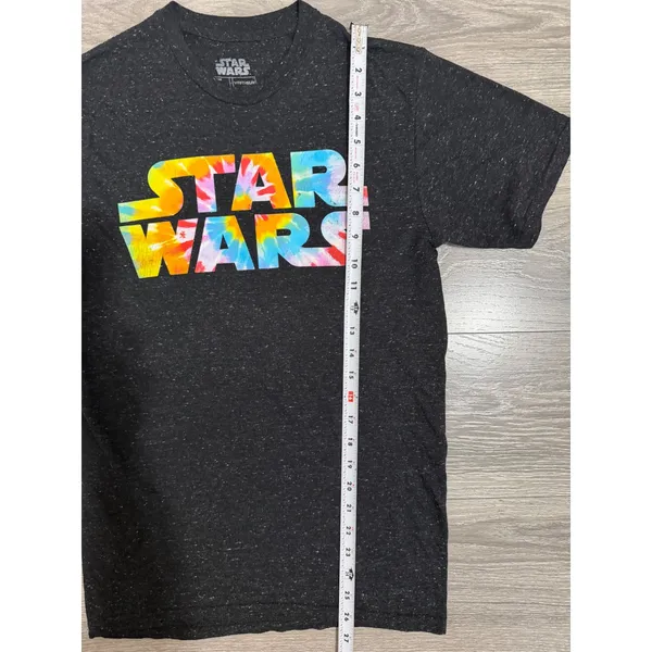 Star Wars Fifth Sun Womens Tee Small Charcoal Heather Rainbow Tie Dye Logo - Image 6