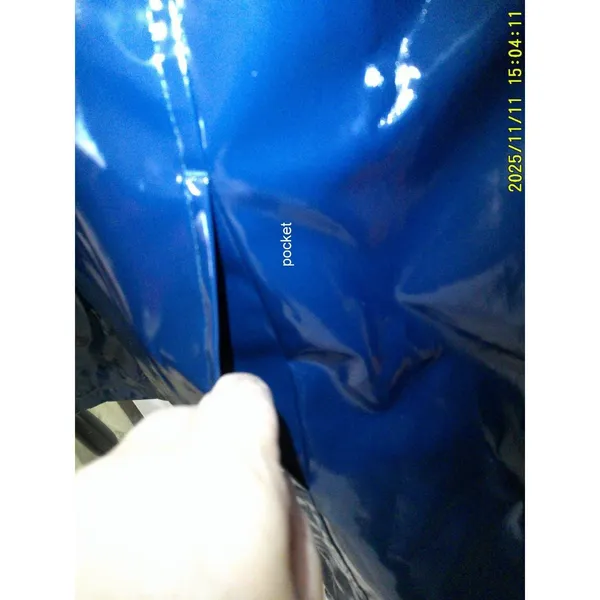 New NWT $325 Jane Post Iconic Princess Slicker Rain Coat Hood Women S Teal Navy - Image 7