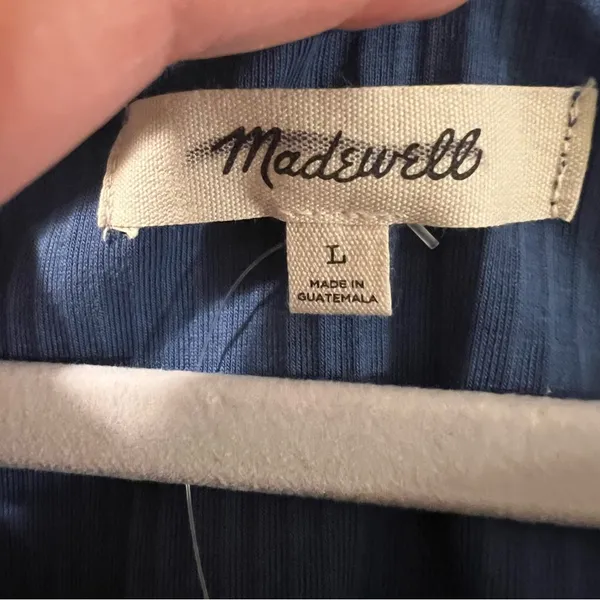Madewell Off-Shoulder Tee in Sleekhold in Dark Mediterranean Blue Size Large NWT - Image 4