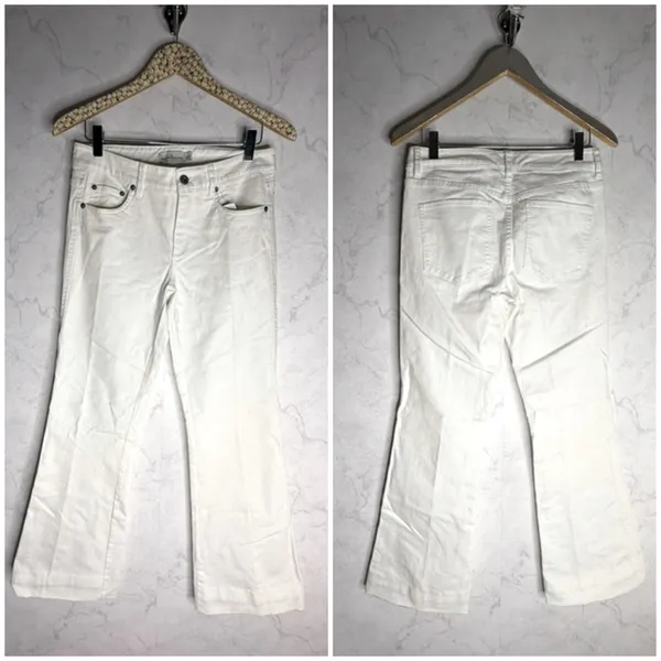 L.L. bean signature mid rise flare jeans in white denim - Image 2
