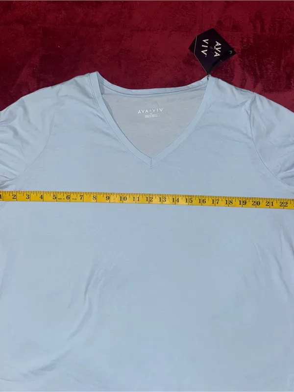Ava & Viv Pale Blue V-Neck Short Sleeve Tee - Image 8
