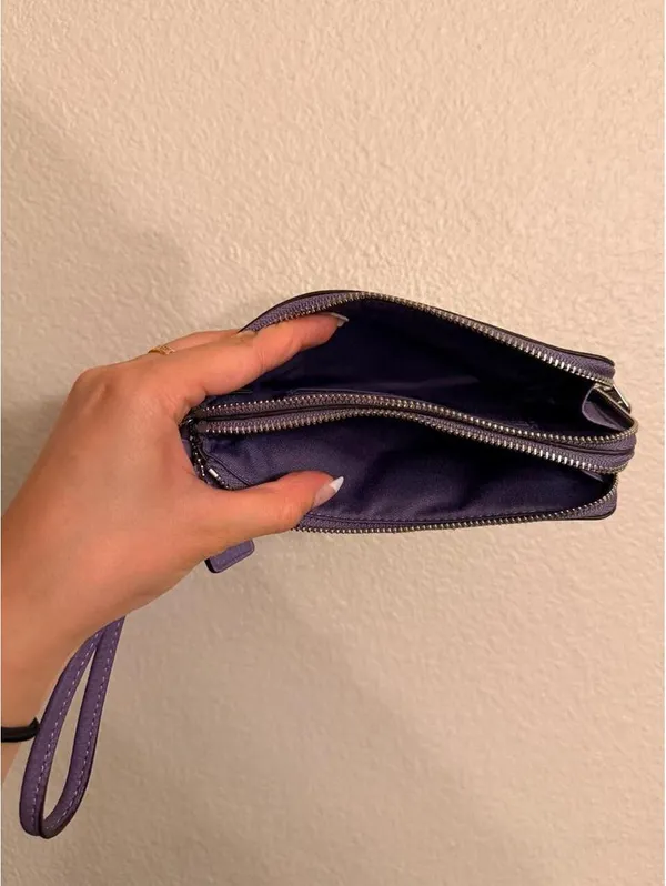Purple Double Pocket Coach Wristlet - Image 3