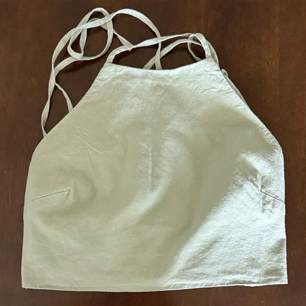 House of Harlow 1960 Green Linen Blend Halter Top Strappy Back Large - Image 2