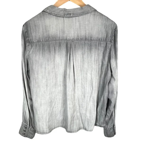 Cloth‎ & Stone Womens Gray Tencel Lyocell Tie-Front Long Sleeve Shirt - Image 3