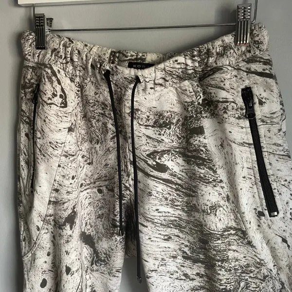 Koral Activewear White Grey Marble Jogger Sweatpants size Medium Low Rise Sweats - Image 3