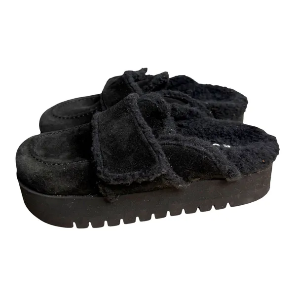 Nubikk Teddy Fur Suede Black Platform Mules Clogs EU 39 US 8.5 NEW with Tags - Image 4