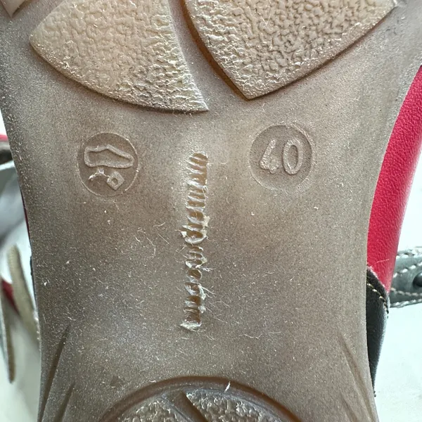 Remonte Mary Jane‎ Flats Leather Red Metallic Boho Womens 40 US 9 - Image 9