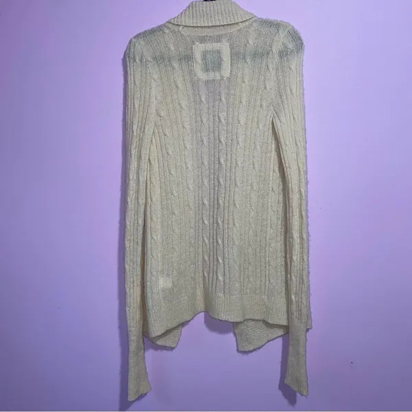 Abercrombie & Fitch Y2K Cable Knit Cardigan Women S Shawl Collar Preppy Coastal - Image 6