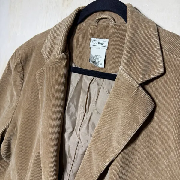 L.L.Bean‎ Women's Corduroy Blazer Jacket Tan Brown Stretch Casual Size 18 Petite - Image 2