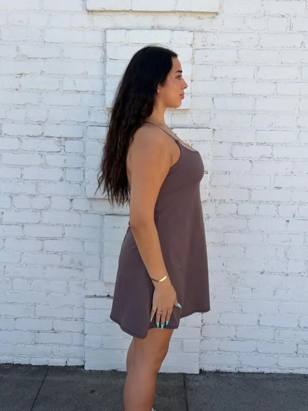 Halara Danskin purple brown mini tennis athletic dress with pockets sz L #sporty - Image 3