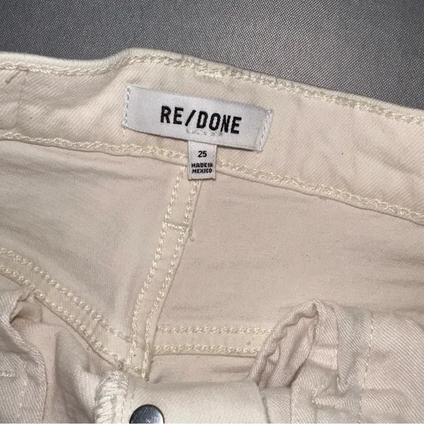 RE/DONE • 90s High Rise Ankle Crop Jeans Vintage White Denim Sz 25 - Image 7
