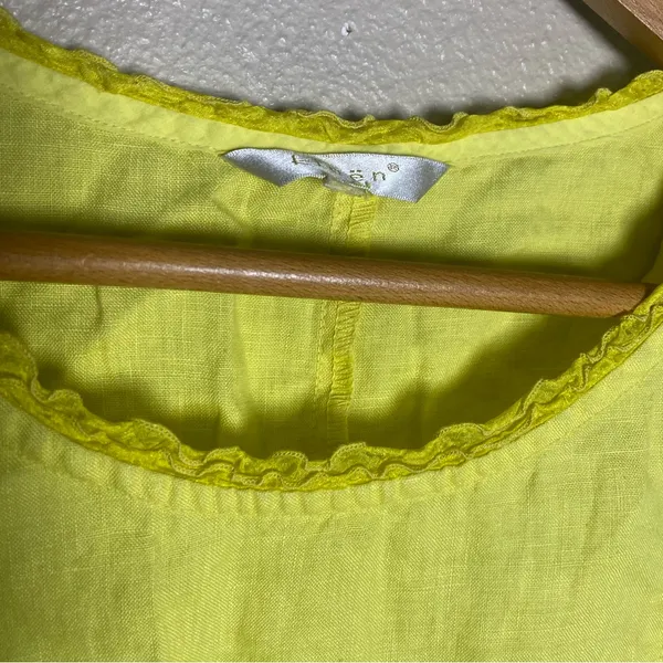 Women's Sleeveless Lime Yellow Summer linen Midi Dress Coastal‎ Beach Breathable - Image 3