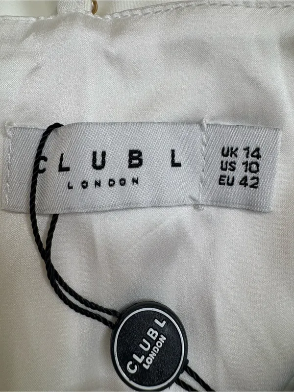 Club L London On The List White Asymmetrical Corset Midi Dress Floral Drape $145 - Image 5