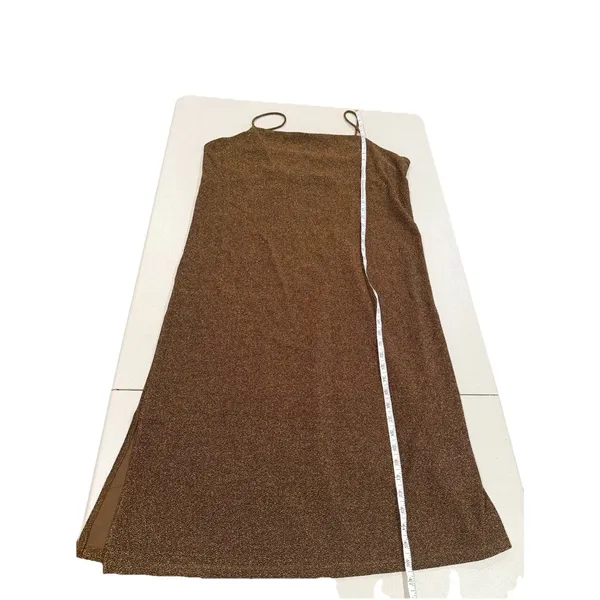 NEW H&M Dress XL Brown/Bronze 90s Friends Shimmer Stretch Minimal Whimsigoth - Image 4