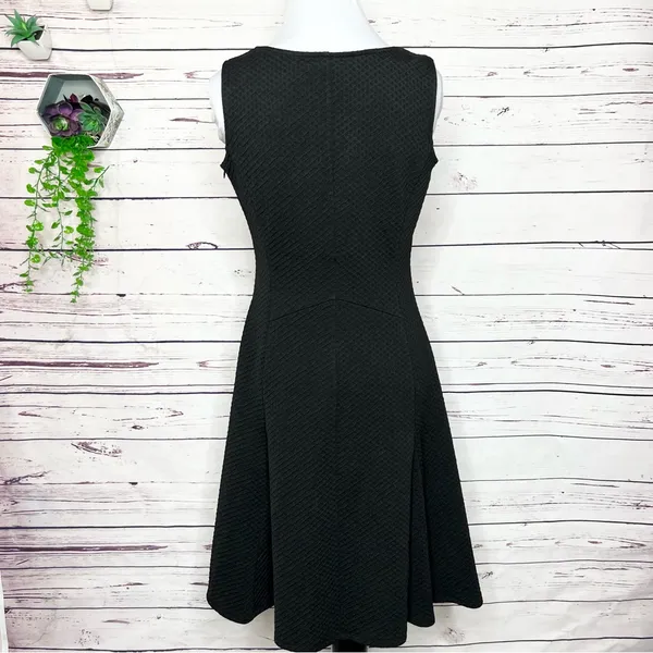Calvin Klein Black Textured Sleeveless Fit & Flare Dress Size 4 Small - Image 8