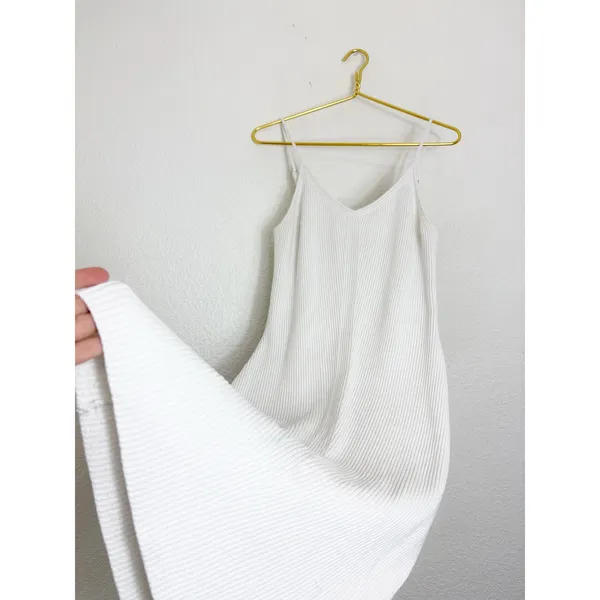 Abercrombie & Fitch Slip Midi Sweater Dress Size XL V-Neck Spaghetti Strap White - Image 12