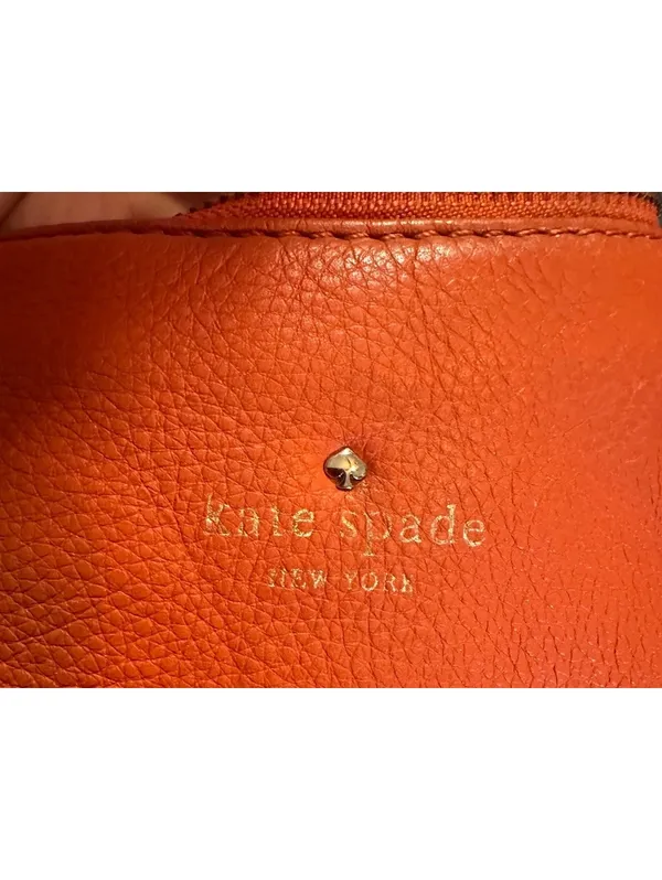 Kate Spade Orange Leather Hobo Shoulder Bag with Chain Strap - Image 3