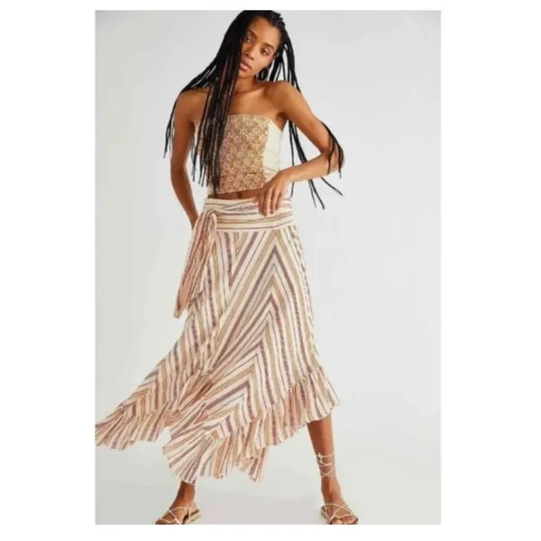 Free People Giselle Skirt/dress Ivory stripe Size Small - Image 5
