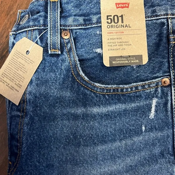 Levi’s High Rise Straight Leg Denim Distressed Jeans - Image 2