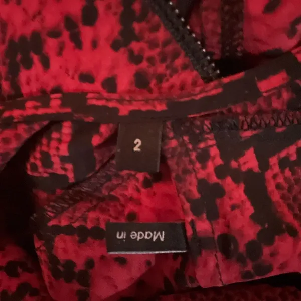 Red Black Python Snake Print Silk Blend Fit and Flare Dress - Image 12