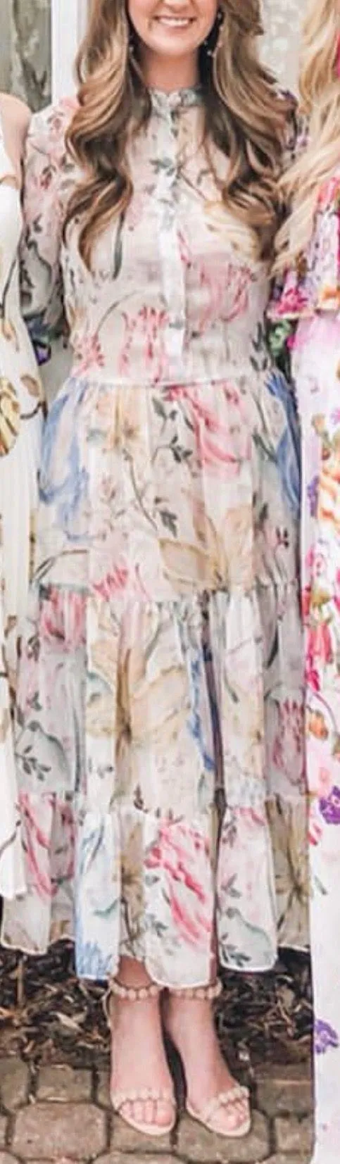 H&M Floral Pastel Midi Dress - Image 4