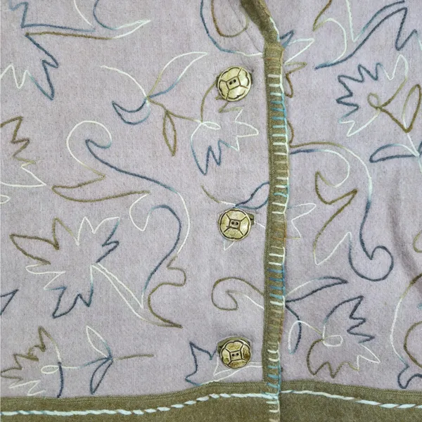 Vintage IVY Wool Blend Embroidered Blanket Vest Shawl Collar Boho Artsy Fall S - Image 4