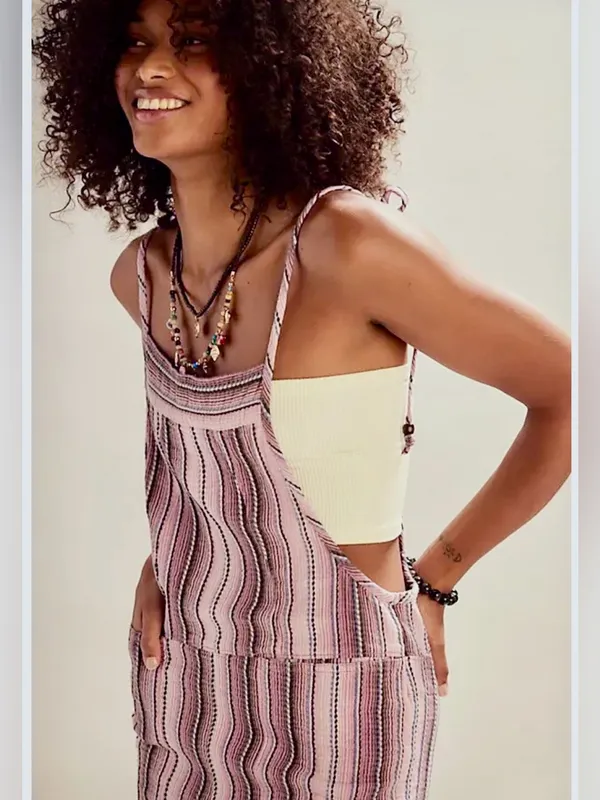 Free People Freya Stripe Overalls small - Image 2