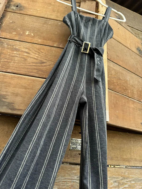 Stripe Pattern One Piece Jumper Gray - Image 3