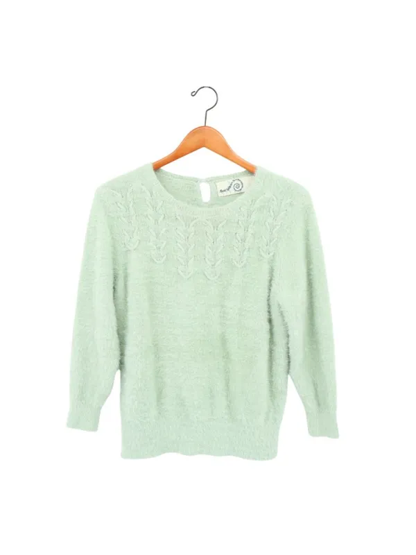 Anthropologie Rosie Neira Aubade Furry Fuzzy Mint Green Pullover Sweater M - Image 3