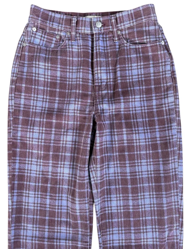Like New Madewell The Perfect Vintage Straight Jeans Cabernet Plaid Size 26 - Image 6