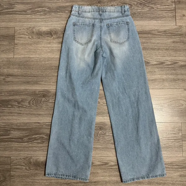 RSQ Womens Mid Waisted Wide Leg‎ Distressed Jeans Blue Size 25 Organic Cotton - Image 2